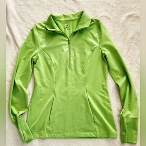 Like new! Long Sleeve Zella Fitted Lime Green Polo Quarter-Zip. Size Small.